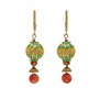 Enamel yellow and green beads hook earrings 